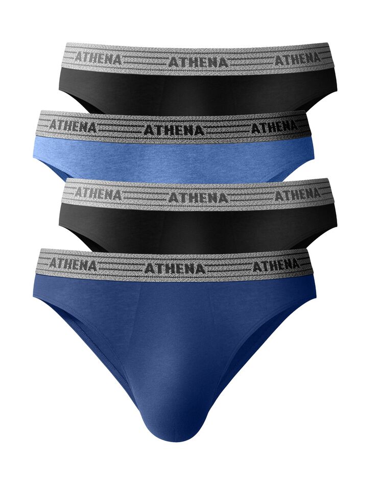 Slip uni coton Basic - lot de 4 (noir + bleu) Slip uni coton Basic - lot de 4 (noir + bleu)