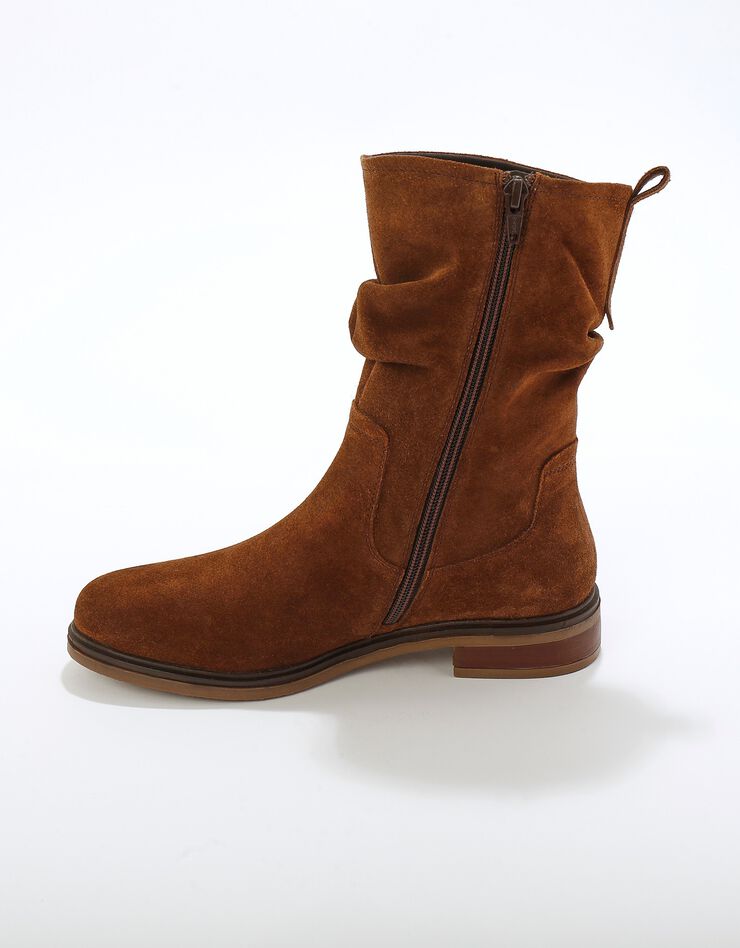 Bottes fourrées en cuir plissé  (chocolat)