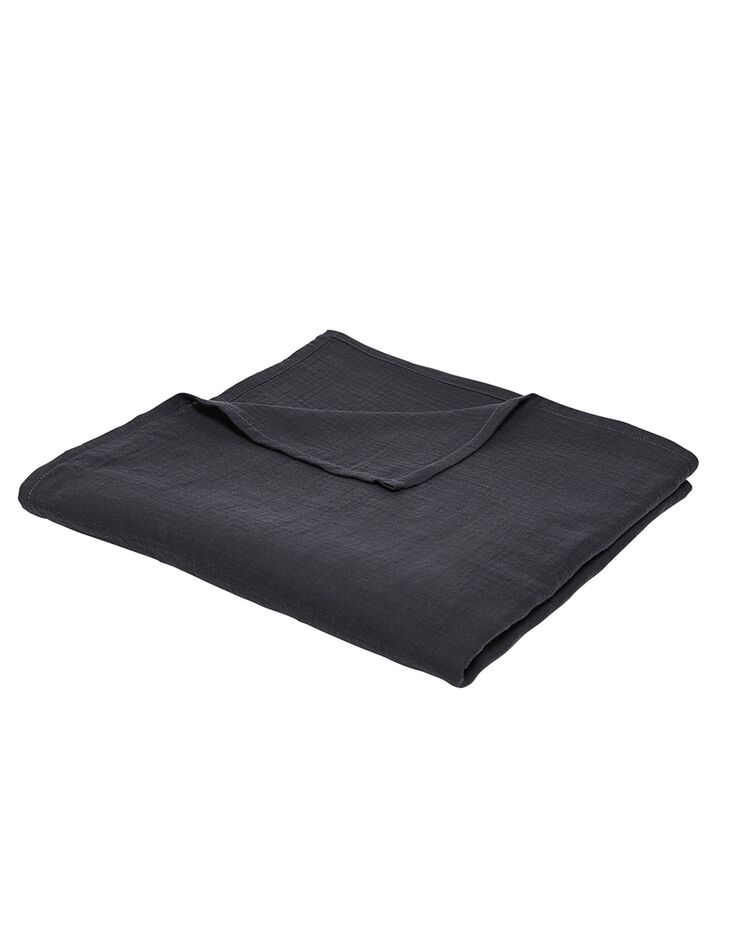 Plaid uni ou jeté de canapé gaze de coton (gris anthracite)