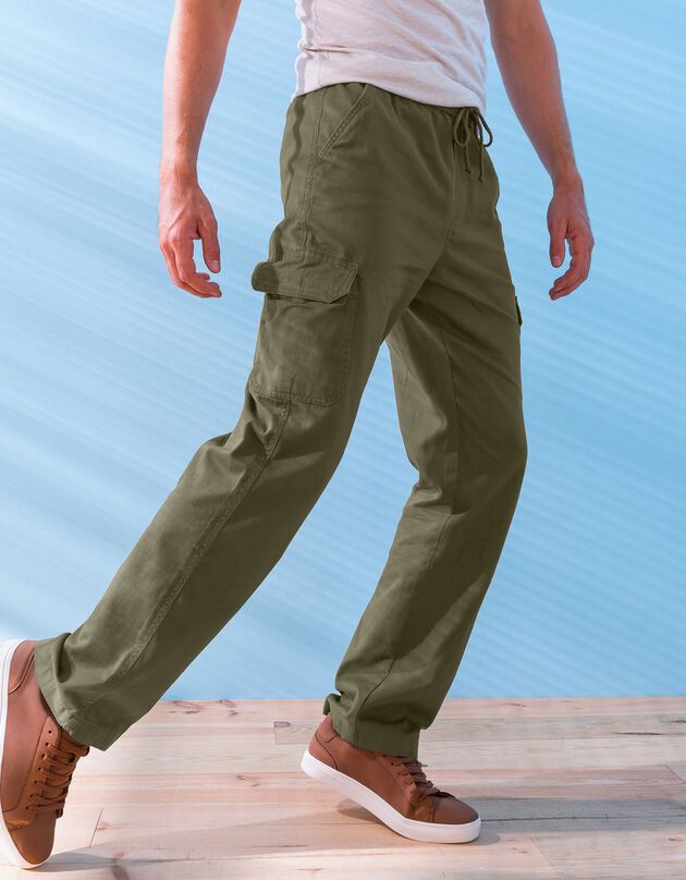 Pantalon cargo multipoches (kaki)