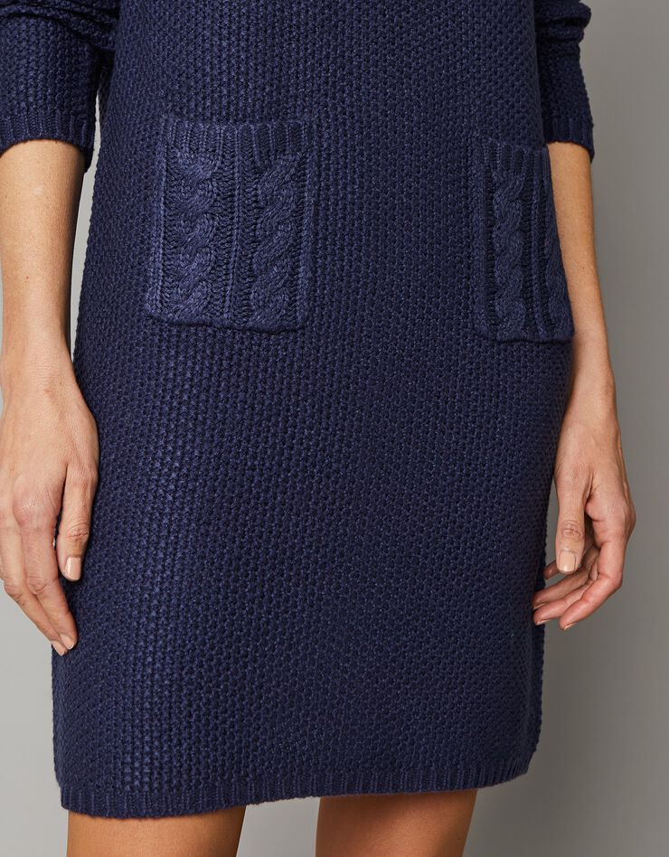 Robe pull maille torsadée, toucher cachemire (marine) Robe pull maille torsadée, toucher cachemire (marine)