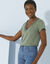T-shirt col V dentelle (kaki)