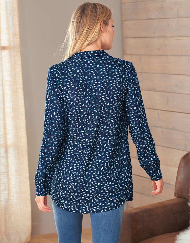 Chemise liquette imprimée pois (marine) Chemise liquette imprimée pois (marine)