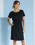 Robe courte unie manches courtes (noir)