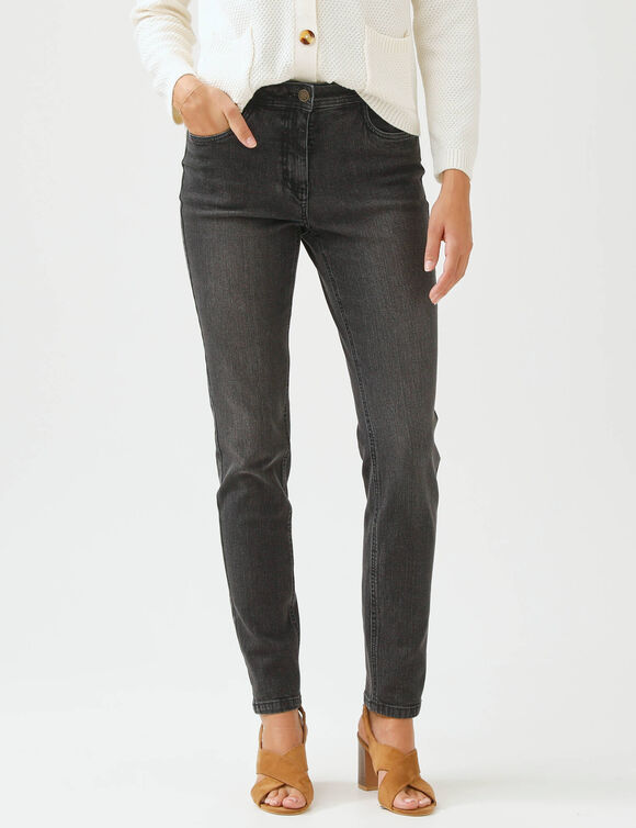 Jean slim 7/8&egrave;me, taille haute, grande stature  (black used)