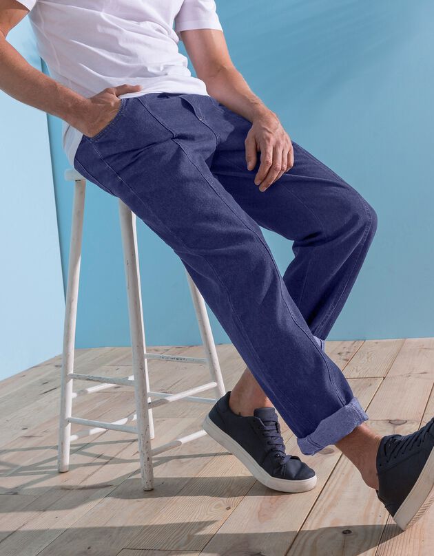 Jean denim léger taille élastiquée (stone)