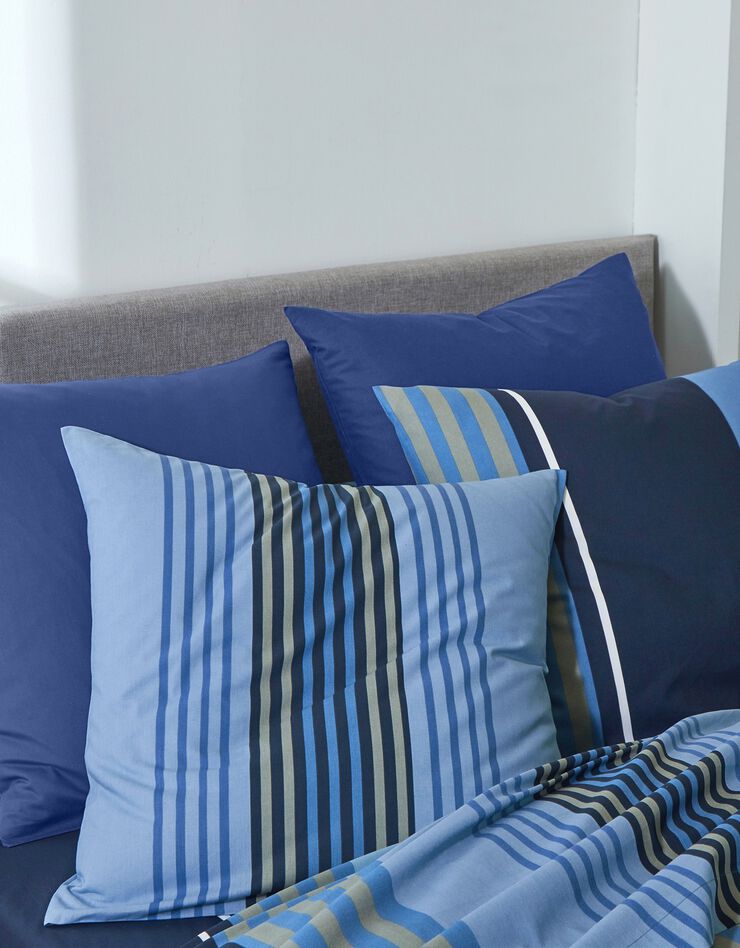 Linge de lit Détroit en coton imprimé rayures (marine)