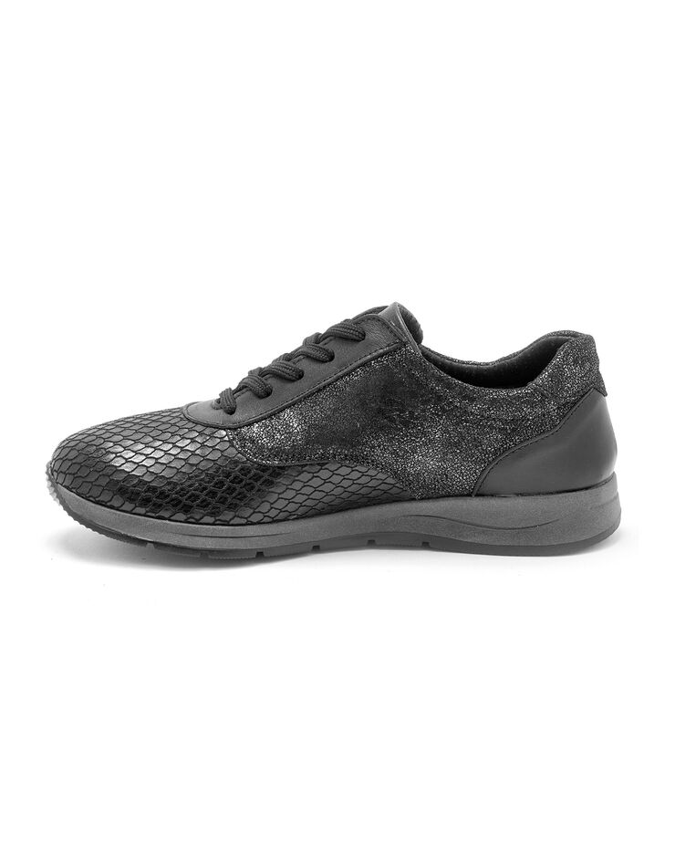 Derbies en cuir Hallux Confort - imprimé léopard (noir / gris) Derbies en cuir Hallux Confort - imprimé léopard (noir / gris)