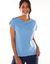 T-shirt uni détail boutonné maille jersey (bleu)