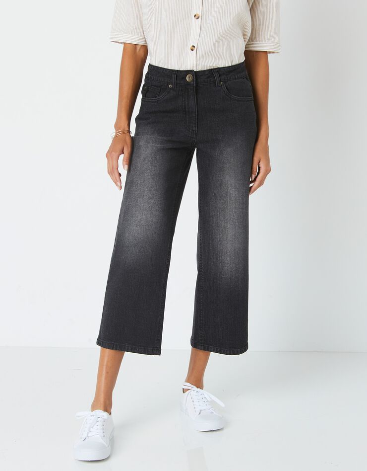 Jean large raccourci coupe stretch, spécial petites (noir) Jean large raccourci coupe stretch, spécial petites (noir)