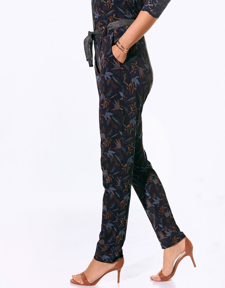 Pantalon imprimé, maille (marine) Pantalon imprimé, maille (marine)