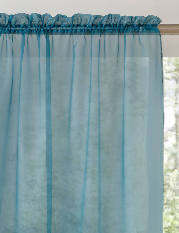 Panneau voile uni finition galon fronceur (bleu canard)