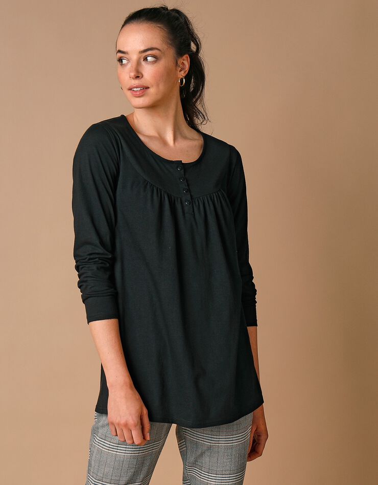 Tunique col rond unie, maille jersey (noir) Tunique col rond unie, maille jersey (noir)