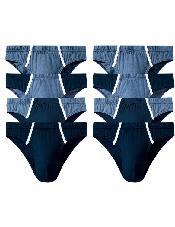 Slip fermé taille basse - lot de 8 assortis (marine / bleu)