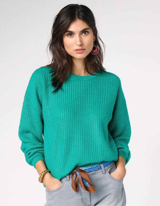 Pull boîte manches longues, maille anglaise (vert)
