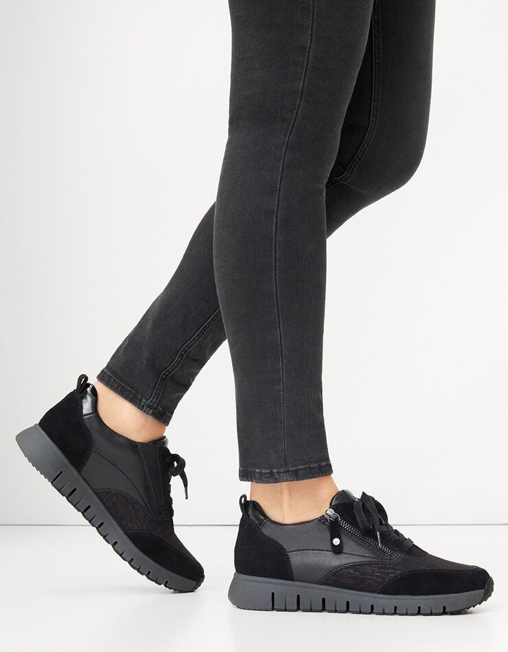 Sneakers dessus cuir - largeur confort pieds sensibles (noir) Sneakers dessus cuir - largeur confort pieds sensibles (noir)