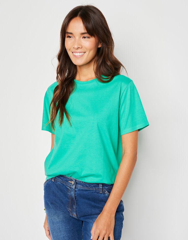 Tee-shirt "loose" en coton, uni (vert) Tee-shirt "loose" en coton, uni (vert)