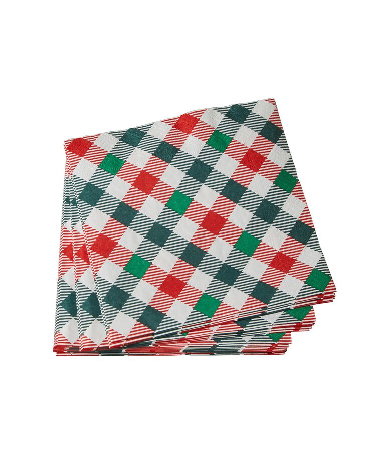 Serviettes en papier motif écossais - lot de 20 (BLANC/ROUGE/VERT) Serviettes en papier motif écossais - lot de 20 (BLANC/ROUGE/VERT)