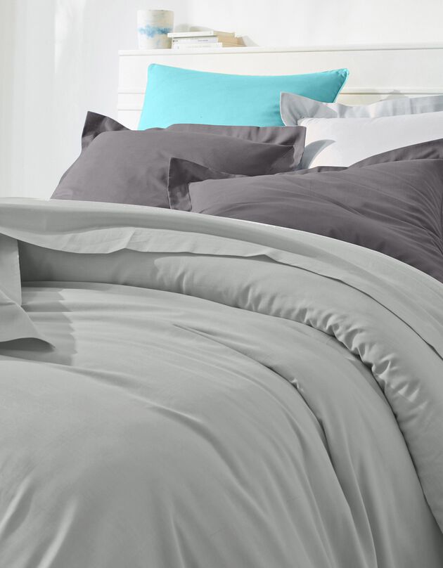 Linge de lit uni polycoton (gris perle)