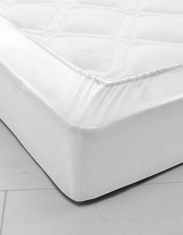 Drap-housse uni flanelle bonnets 32 cm (blanc)