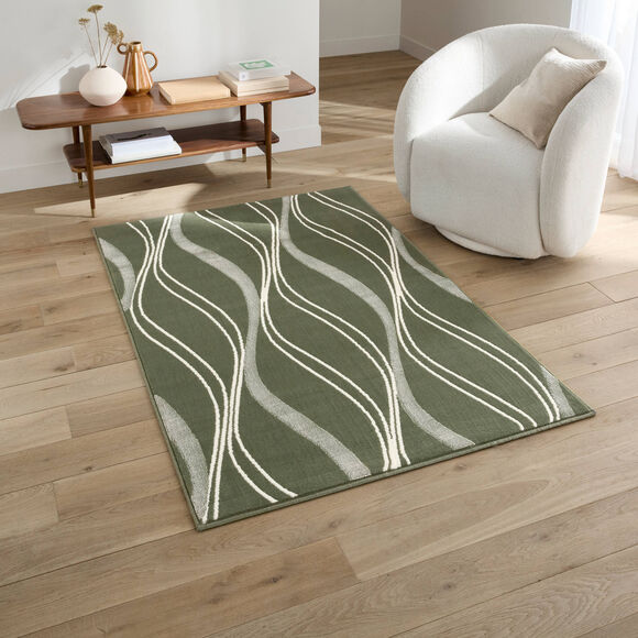 Tapis d&eacute;coratif motif vagues (vert)