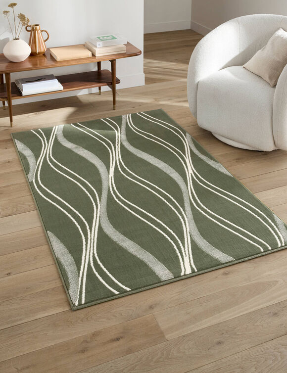 Tapis d&eacute;coratif motif vagues (vert)