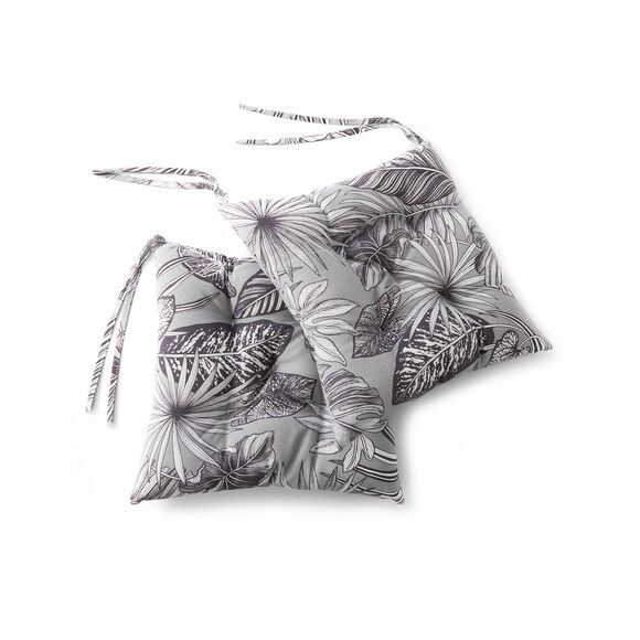 Galette de chaise imprim&eacute; tropical - lot de 2 (gris)
