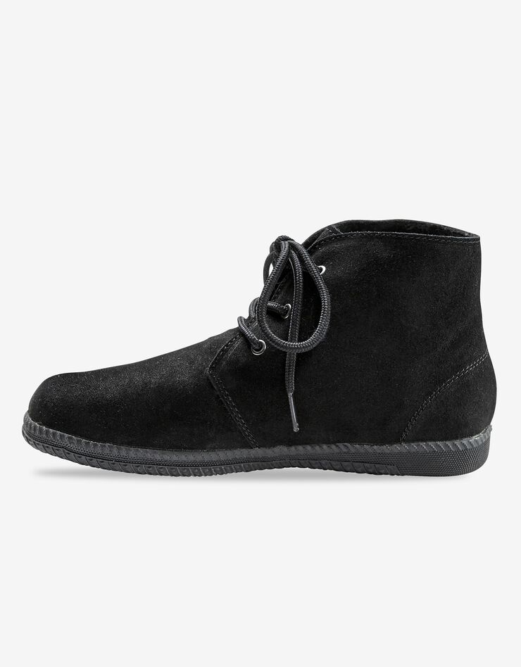 Bottines à lacet en croûte de cuir (noir)