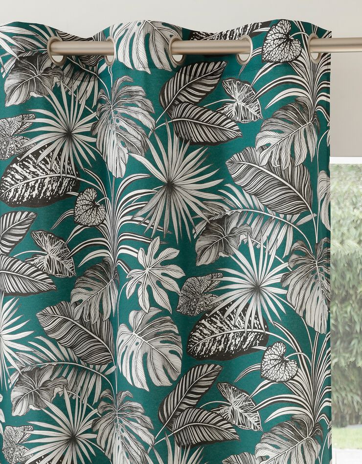 Rideau oeillets tamisant imprimé tropical (vert)