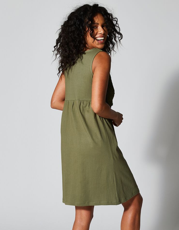 Robe plastron macramé (kaki)
