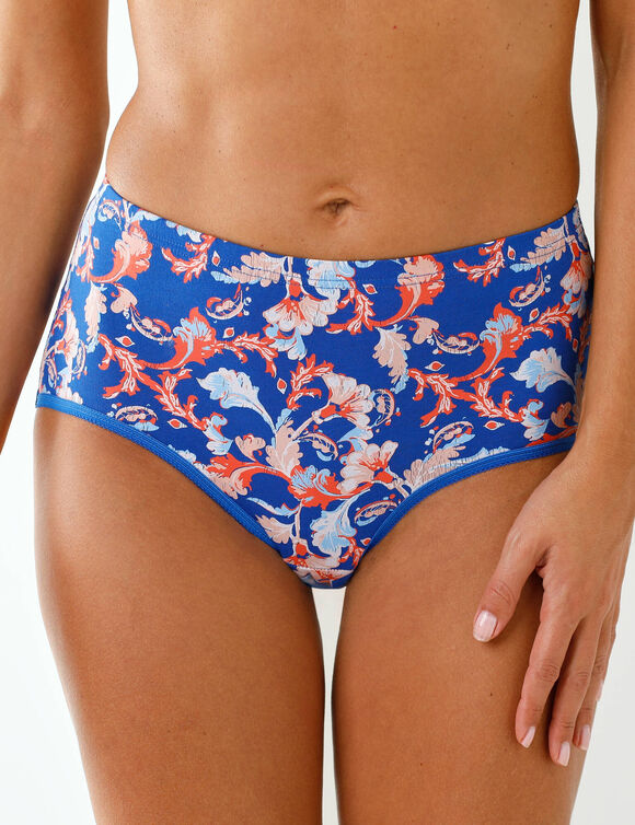 Culotte coton forme maxi imprim&eacute;e fleurs - lot de 7  (bleu / rouge)