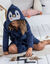 Peignoir de bain enfant Pingouin à capuche (bleu)