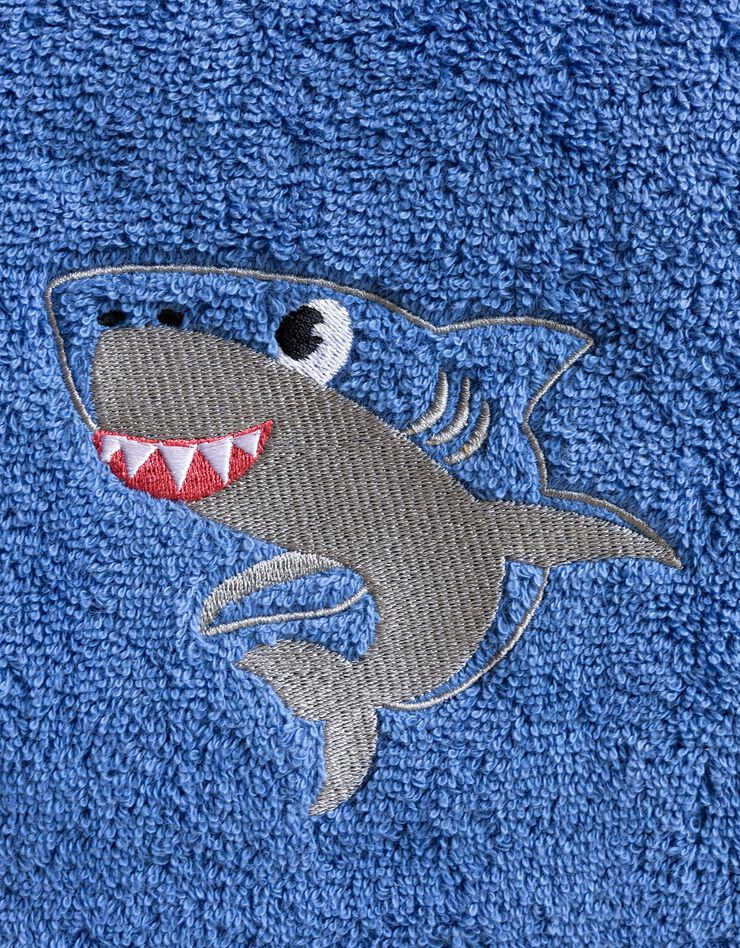 Collection éponge enfant brodée requin coton - 380g/m2 (bleu dur)