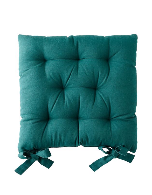 Galette de chaise carrée unie coton bachette - lot de 2 (vert)