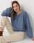 Pull col rond finitions &eacute;cailles (bleu denim)