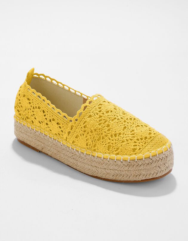 Espadrilles macramé semelle corde "plateforme" (curry)