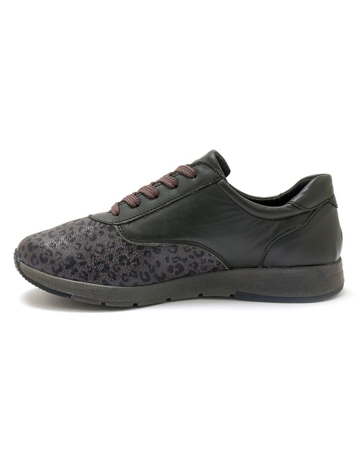 Derbies spécial Hallux valgus en cuir et textile - imprimé léopard (gris) Derbies spécial Hallux valgus en cuir et textile - imprimé léopard (gris)