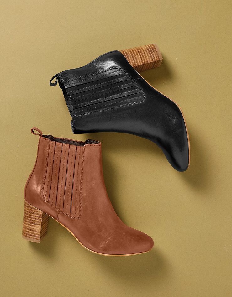 Boots à talon en cuir (noir)