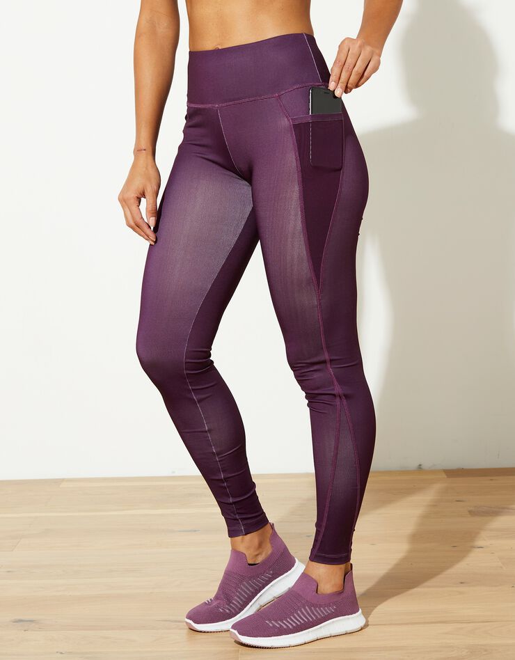 Legging taille haute avec empiècements résille (prune) Legging taille haute avec empiècements résille (prune)