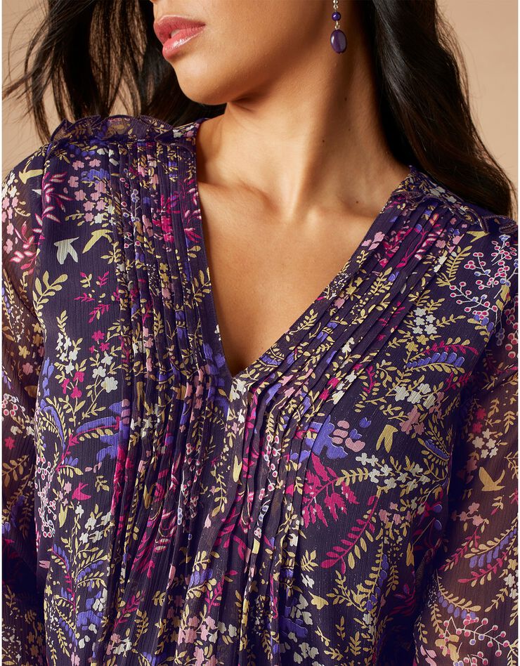 Robe imprimée à plis (violet / violine) Robe imprimée à plis (violet / violine)