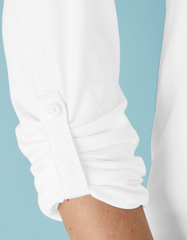 Tee-shirt col tunisien dentelle jersey (blanc) Tee-shirt col tunisien dentelle jersey (blanc)