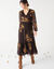Robe longue volant, voile imprimé (chocolat / caramel)