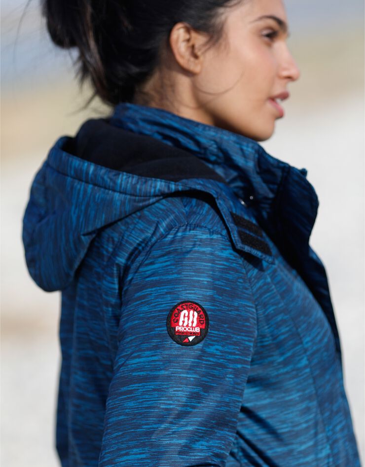 Parka imperméable doublée polaire imprimée chiné (bleu canard) Parka imperméable doublée polaire imprimée chiné (bleu canard)