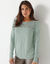 T-shirt col rond manches longues dentelle (vert amande)
