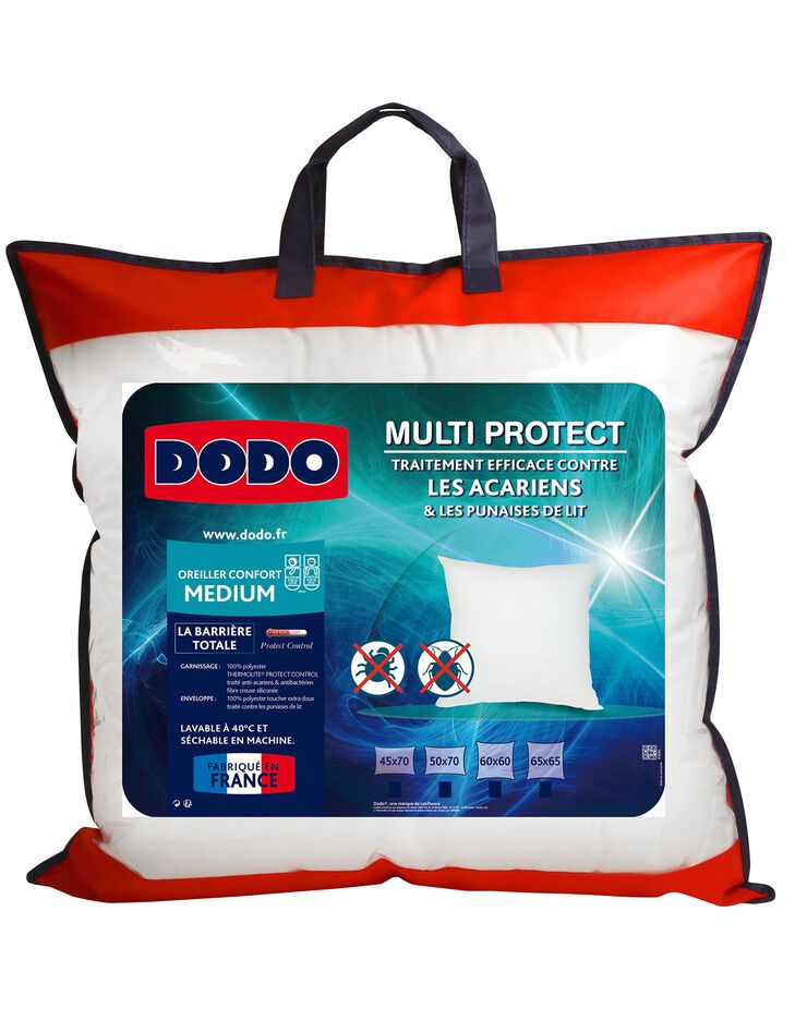 Oreiller anti punaises de lit et antiacarien confort medium (blanc)