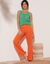 Pantalon large droit, gaze de coton (orange)