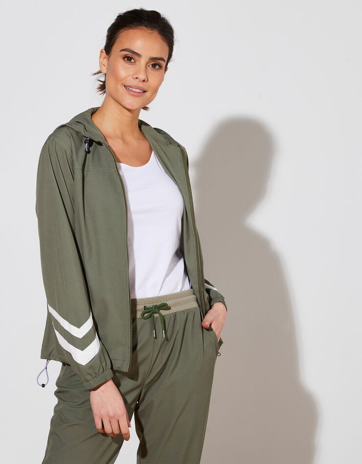 Veste à capuche zippée (kaki / blanc) Veste à capuche zippée (kaki / blanc)