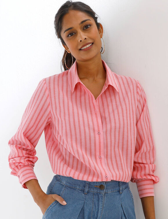 Chemise ray&eacute;e bicolore  (rose / rouge)