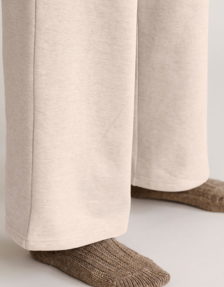 Pantalon coupe large molleton taille élastiquée (sable)