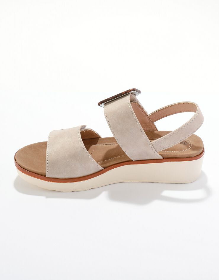 Sandales compensées ouverture totale (beige)